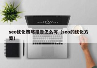 seo优化策略报告怎么写（seo的优化方案）