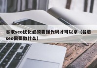 谷歌seo优化必须要懂代码才可以拿（谷歌seo需要做什么）