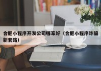 合肥小程序开发公司哪家好（合肥小程序诈骗新套路）