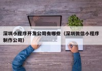 深圳小程序开发公司有哪些（深圳微信小程序制作公司）