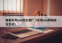 哪有东莞seo优化推广（东莞seo网站优化方式）