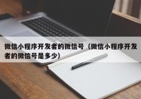 微信小程序开发者的微信号（微信小程序开发者的微信号是多少）